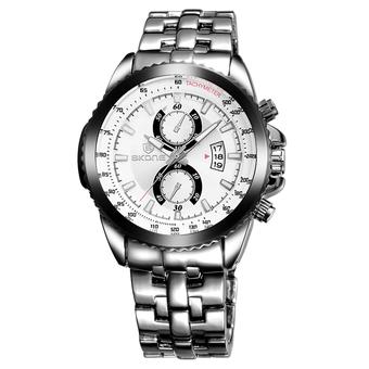 SKONE Casio Man Fashion Watch Water Resistant 30m - 7383BG - White/Silver  