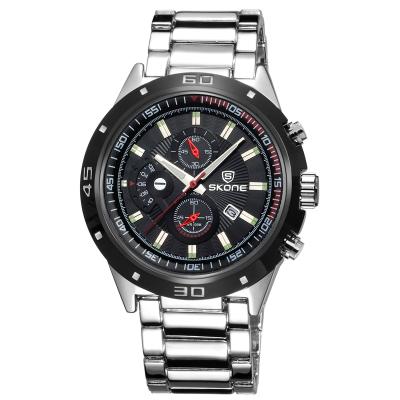 SKONE Casio + Man Fashion Watch Water Resistant 30m + 7386BG - Black/Silver