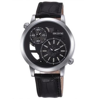 SKONE Casual Men Leather Strap Watch Water Resistant 10m - 9248 - Hitam  