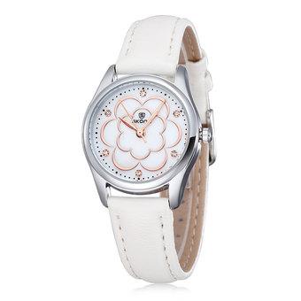 SKONE Fashion Brand Leather Watches Casual Clocks And Watches Relogios Femininos Watch Rose Gold Women-White  