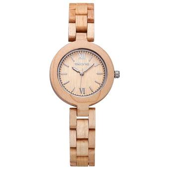 SKONE Female Eco Natural Handmade Maple Wooden Watches Analog Quartz Lady Dress Wrist Watch - Intl  