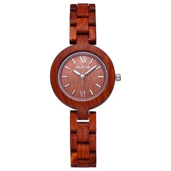 SKONE Female Eco Natural Handmade Red Sandalwood Wooden Watches Lady Dress Wrist Watch - Intl  