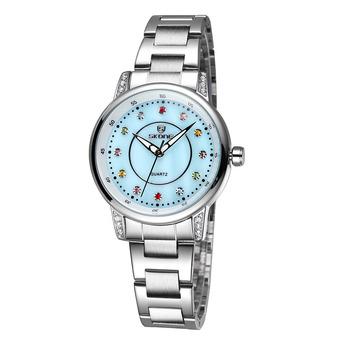 SKONE brand new ladies steel table wholesale fashion Diamond Ladies Watch Dial Watch-Silver Blue (Intl)  