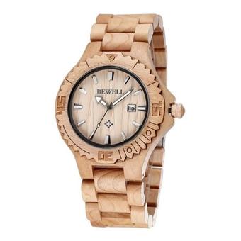 SUNSKY BEWELL 2544 Calendar Display Unique Maple Men Quartz Watch with Maple Band(Silver)  