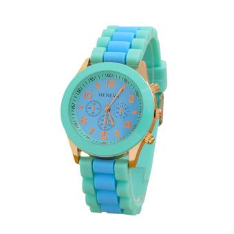 Sanwood Geneva Women's Mint Green Jelly Gel Silicone Quartz Analog Wrist Watch Light Blue  