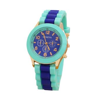 Sanwood Geneva Women's Mint Green Jelly Gel Silicone Quartz Analog Wrist Watch Dark Blue  