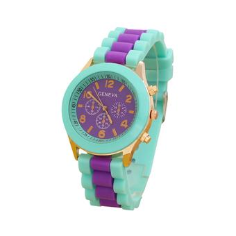 Sanwood Geneva Women's Mint Green Jelly Gel Silicone Quartz Analog Wrist Watch Purple  