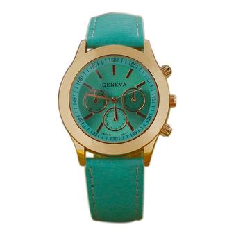 Sanwood Geneva Women's Roman Numerals Faux Leather Quartz Wrist Watch Mint Green  