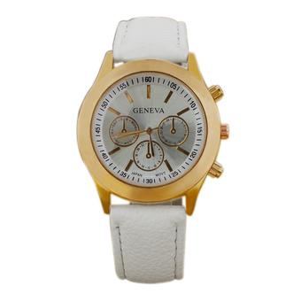 Sanwood Geneva Women's Roman Numerals Faux Leather Quartz Wrist Watch White  