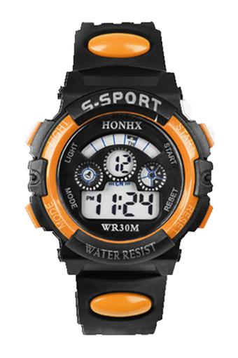 Sanwood Men's Date Alarm Stopwatch LED Digital Rubber Watch Orange  