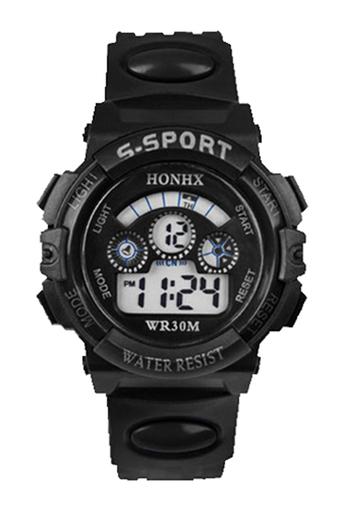 Sanwood Men's Date Alarm Stopwatch LED Digital Rubber Watch Black  