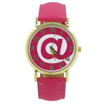 Sanwood Unisex "@" Dial Numerals Faux Leather Band Quartz Watch Rose Red (Intl)  