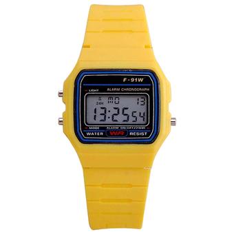 Sanwood Unisex Electronic Plastic Multifunction LED Digital Sports Wrist Watch Yellow  
