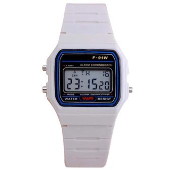 Sanwood Unisex Electronic Plastic Multifunction LED Digital Sports Wrist Watch White  