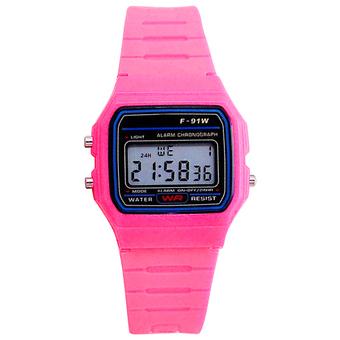 Sanwood Unisex Electronic Plastic Multifunction LED Digital Sports Wrist Watch Pink  