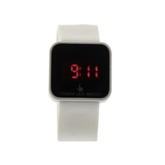 Sanwood Unisex LED Digital Touch Screen Sport Silicone Wrist Watch White  