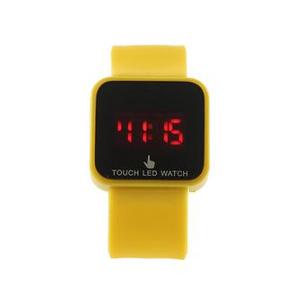 Sanwood Unisex LED Digital Touch Screen Sport Silicone Wrist Watch Yellow  
