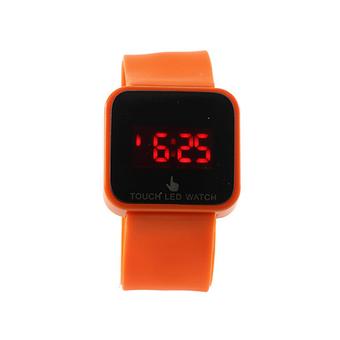 Sanwood Unisex LED Digital Touch Screen Sport Silicone Wrist Watch Orange  