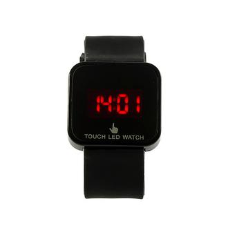 Sanwood Unisex LED Digital Touch Screen Sport Silicone Wrist Watch Black  
