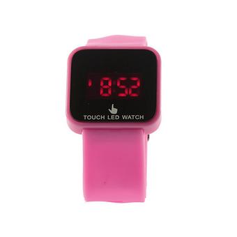 Sanwood Unisex LED Digital Touch Screen Sport Silicone Wrist Watch Pink  