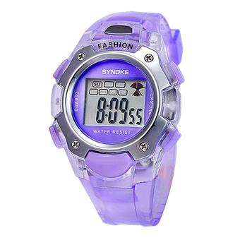Sanwood Unisex PVC Band Waterproof Sports Electronic Watch Purple  