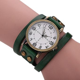 Sanwood Unisex Retro Leather Wrap Bracelet Wrist Watch Green (Intl)  