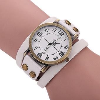 Sanwood Unisex Retro Leather Wrap Bracelet Wrist Watch White (Intl)  