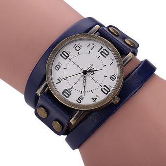 Sanwood Unisex Retro Leather Wrap Bracelet Wrist Watch Blue (Intl)  