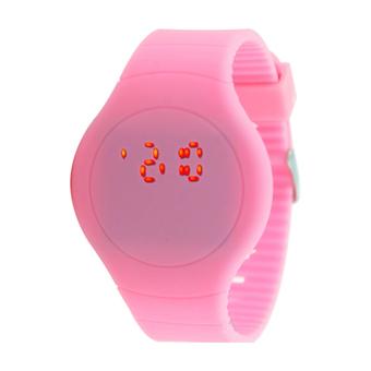 Sanwood Unisex Ultra-thin Sport Touch LED Digital Bracelet Wrist Watch Pink  