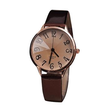 Sanwood Women's Big Digit Faux Leather Strap Quartz Wrist Watch Brown (Intl)  
