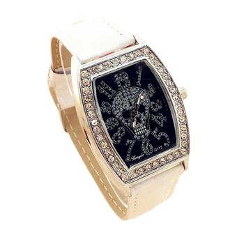 Sanwood Women's Fashion Skeleton Dial Leather Wrist Watch White (Intl)  