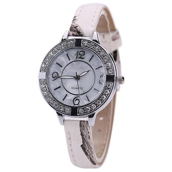 Sanwood Women's Floral Fine Faux Leather Strap Alloy Quartz Watch White (Intl)  