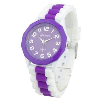 Sanwood Women's Jelly Silicone Band Sports Quartz Wrist Watch Purple  