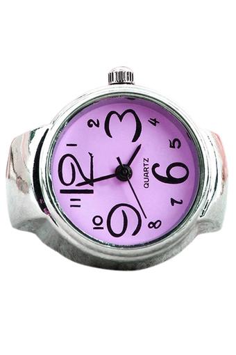 Sanwood Women's Purple Steel Elastic Quartz Finger Ring Watch  