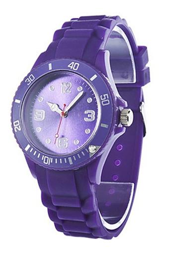 Sanwood Women's Silicon Jelly Strap Wrist Watch Purple  