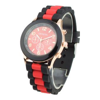 Sanwood Women's Silicone Strap Quartz Sports Wrist Watch Red  