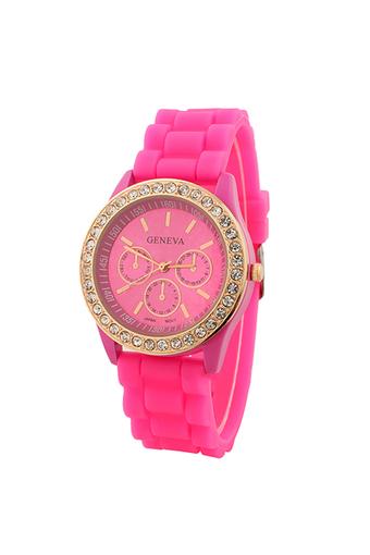 Sanwood Women's Silicone Strap Wrist Watch Rose-Red  