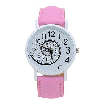 Sanwood Women's Snail Dial Faux Leather Band Casual Wrist Watch Pink (Intl)  