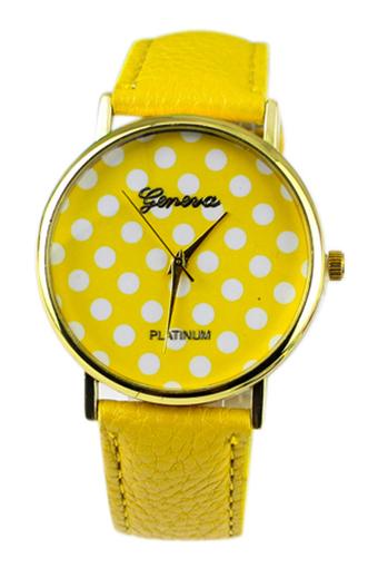 Sanwood Women's Yellow Leather Strap Watch  
