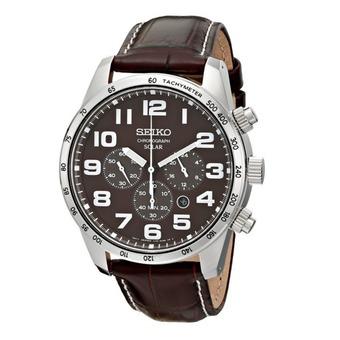 Seiko Men's SSC227 Stainless Steel Solar Watch with Brown Leather Band - Intl  