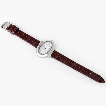 ShilonG 8071L Women Quartz Watch Oval Dial Genuine Leather Band Brown (Intl)  