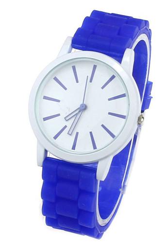 Silicone Rubber Unisex Quartz Analog Sports Women Wrist Watch Light Blue Jam Tangan  