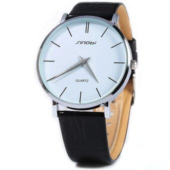 Sinobi 9140 Super Slim Business Male Japan Quartz Watch Leather Wristband White (Intl)  