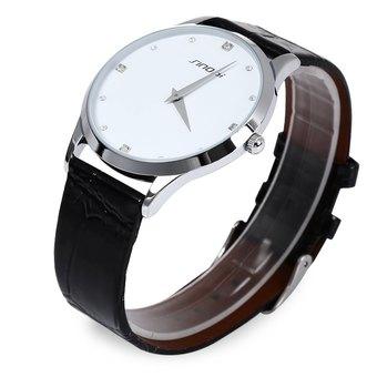 Sinobi 9141 Luxury Watch Men Faux Leather Strap Wristwatch for Men Water Resistant Male Japan Ultrathin Quartz Watch Rhinestone - Intl  