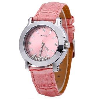Sinobi 9276 Female Crystal Quartz Watch Leather Strap PINK (Intl)  