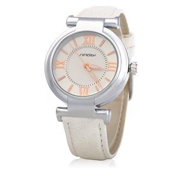 Sinobi 9458 Temperamental Succinct Women Quartz Watch Round Dial Silver + White + White (Intl)  