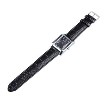 Sinobi Fashion Men'sLeather Band Square Dial Quartz Wrist Watch (Black)  