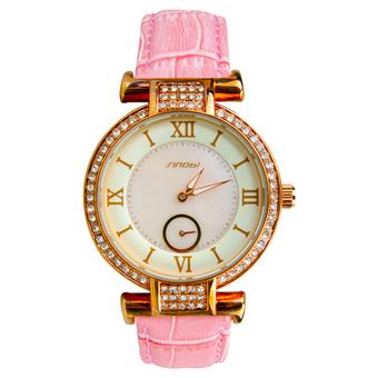 Sinobi Women White Diamond Leather Watch - Pink  