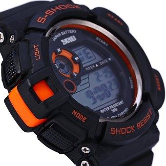 Skmei 0939 Military LED Watch Water Resistant Day Date Alarm Stopwatch Sports Wristwatch-Orange (Intl)  