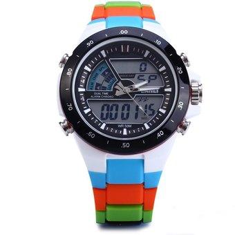Skmei 1016 Water Resistance Sports LED Watch with Japan Double Movt Date Day Alarm Stopwatch Function Rubber Band(INTL)  